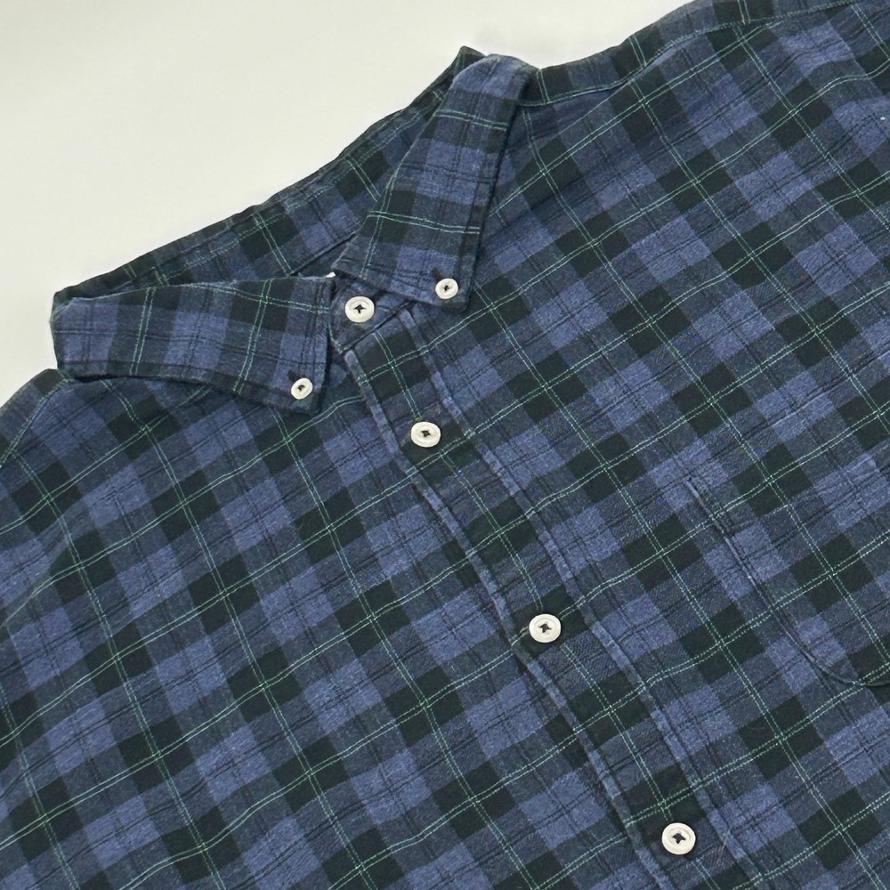 Charles Tyrwhitt Shirt Mens XXXL Blue Black Plaid Cotton Flannel Classic Fit